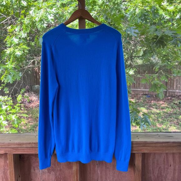 Lands' End Men's 100% Cashmere Bright Blue Sweater Size L Tall - Picture 2 of 6
